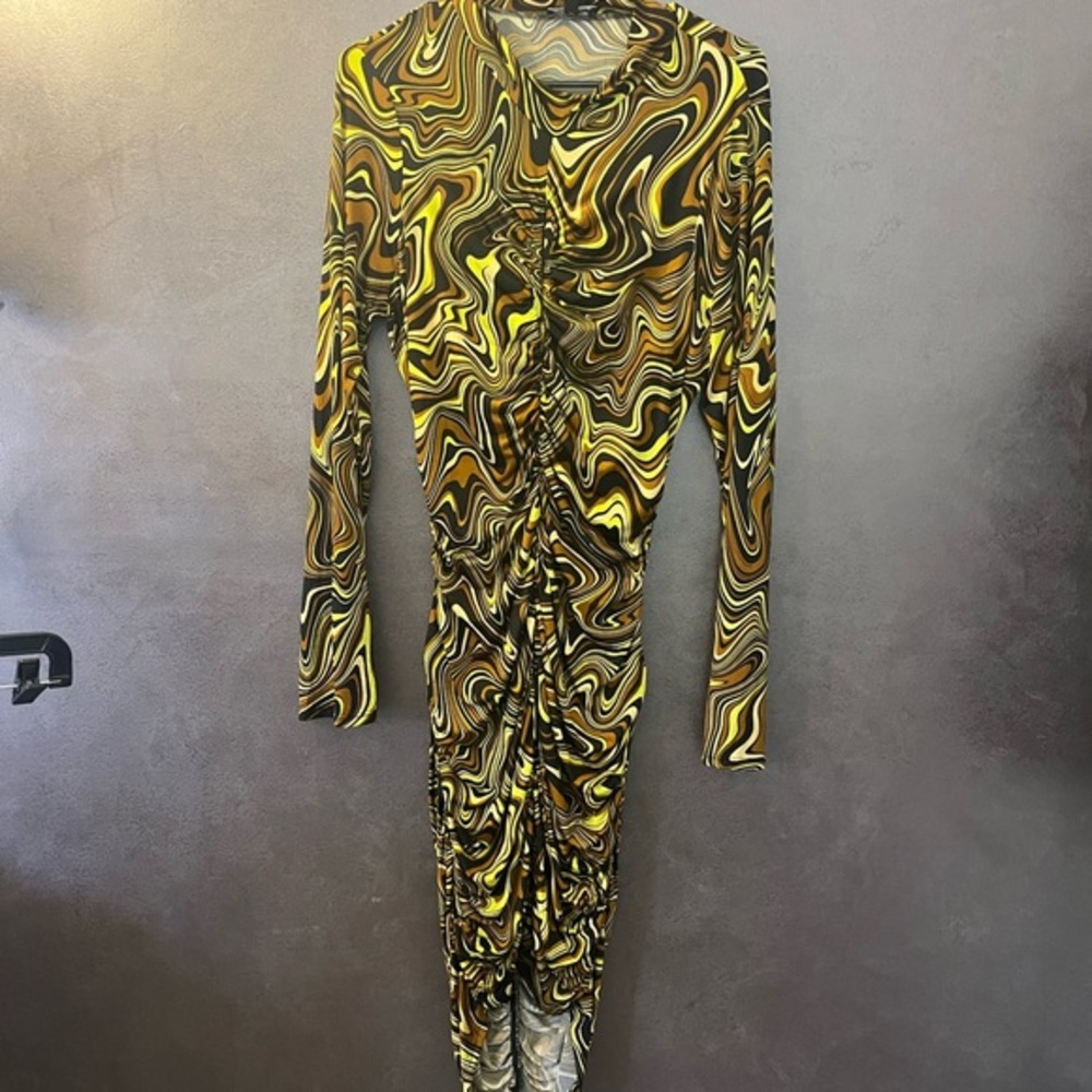 Fashion Nova Brown and Green Mini Dress